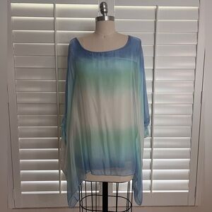 Ombré Blue Batwing Top Size Small